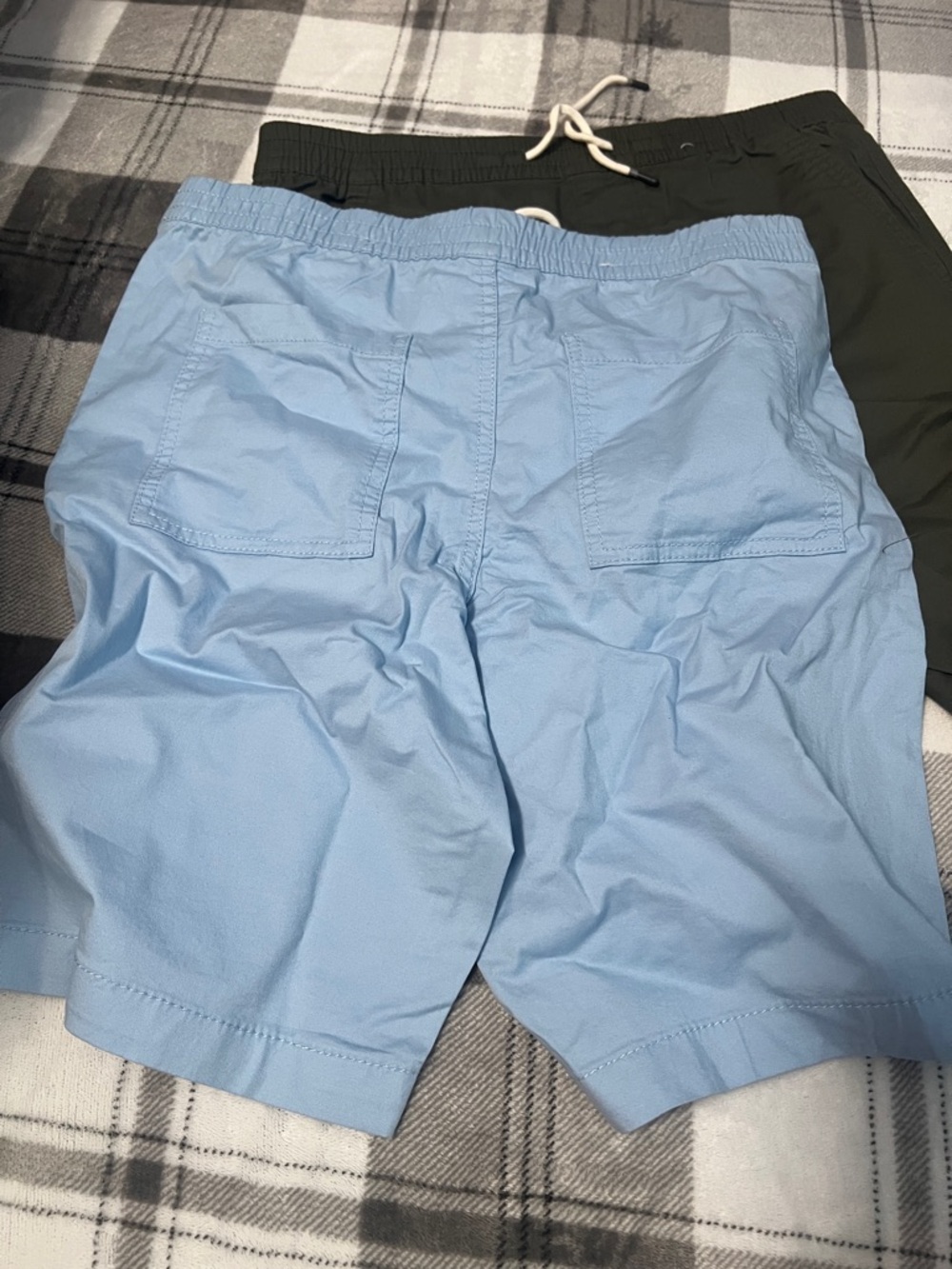 Kids Drawstring Casual Shorts - Olive Green and light blue - Picture 5 of 5